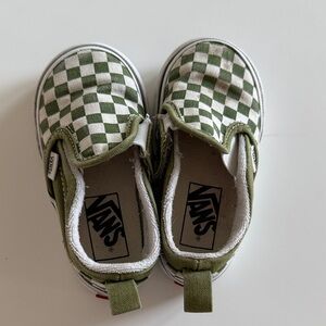 Vans  Green and White Checkered Slip-On Sneakers - Toddler Size 5.5
